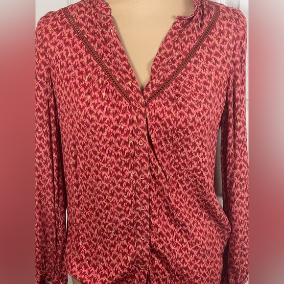 PAIGE Doris Three Quarter Button Front V-Neckline in Papaya Size XXS - Picture 9 of 12